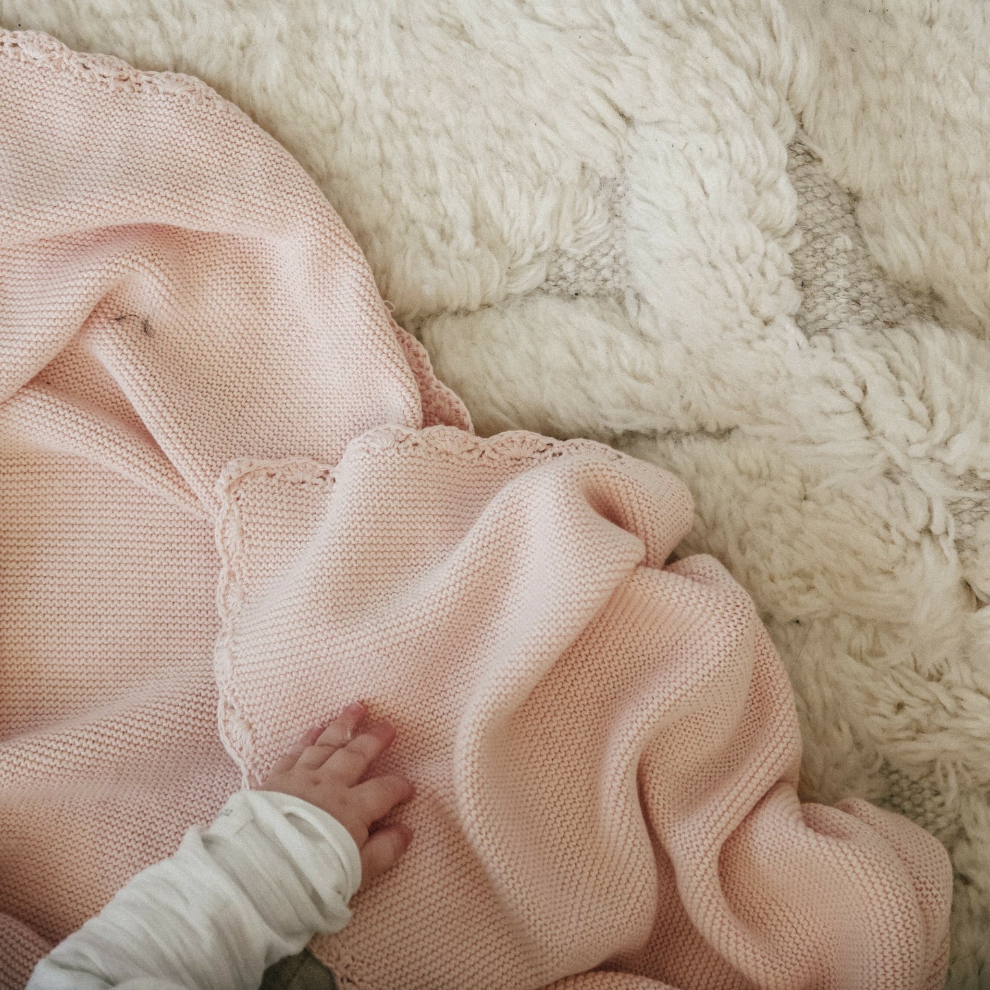 Cotton Knit Baby Blanket - Pink