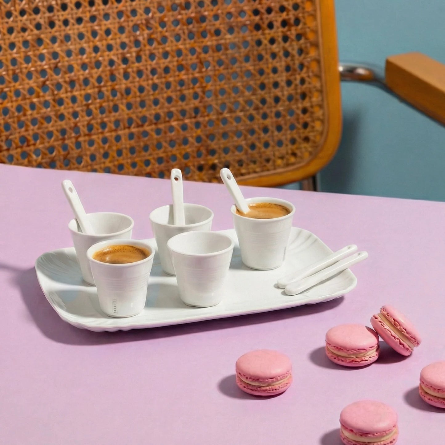 Estetico Quotidiano Coffee set of 6 Cups + 1 Tray