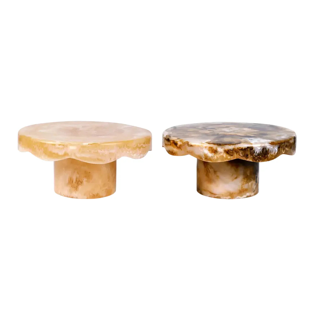 Scallop Resin Cake stand, Brown - 9.5x4.5 Inches