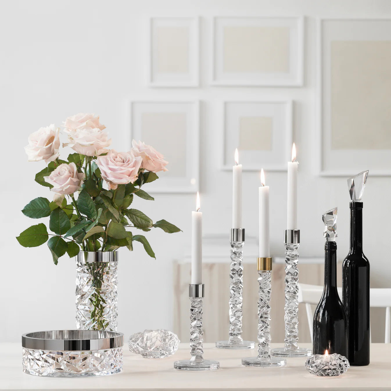 Carat Candlestick Silver Small - Set of 2