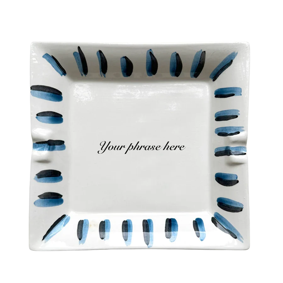 Personalized Blue & Black Ashtray
