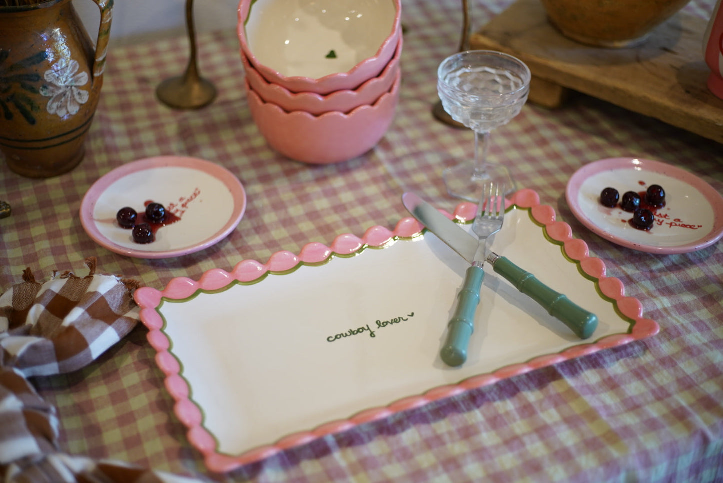 Hand-painted “cowboy lover” Scalloped Tray