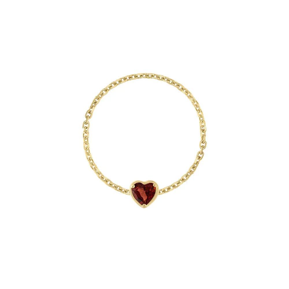 Birthstone Heart Chain Ring