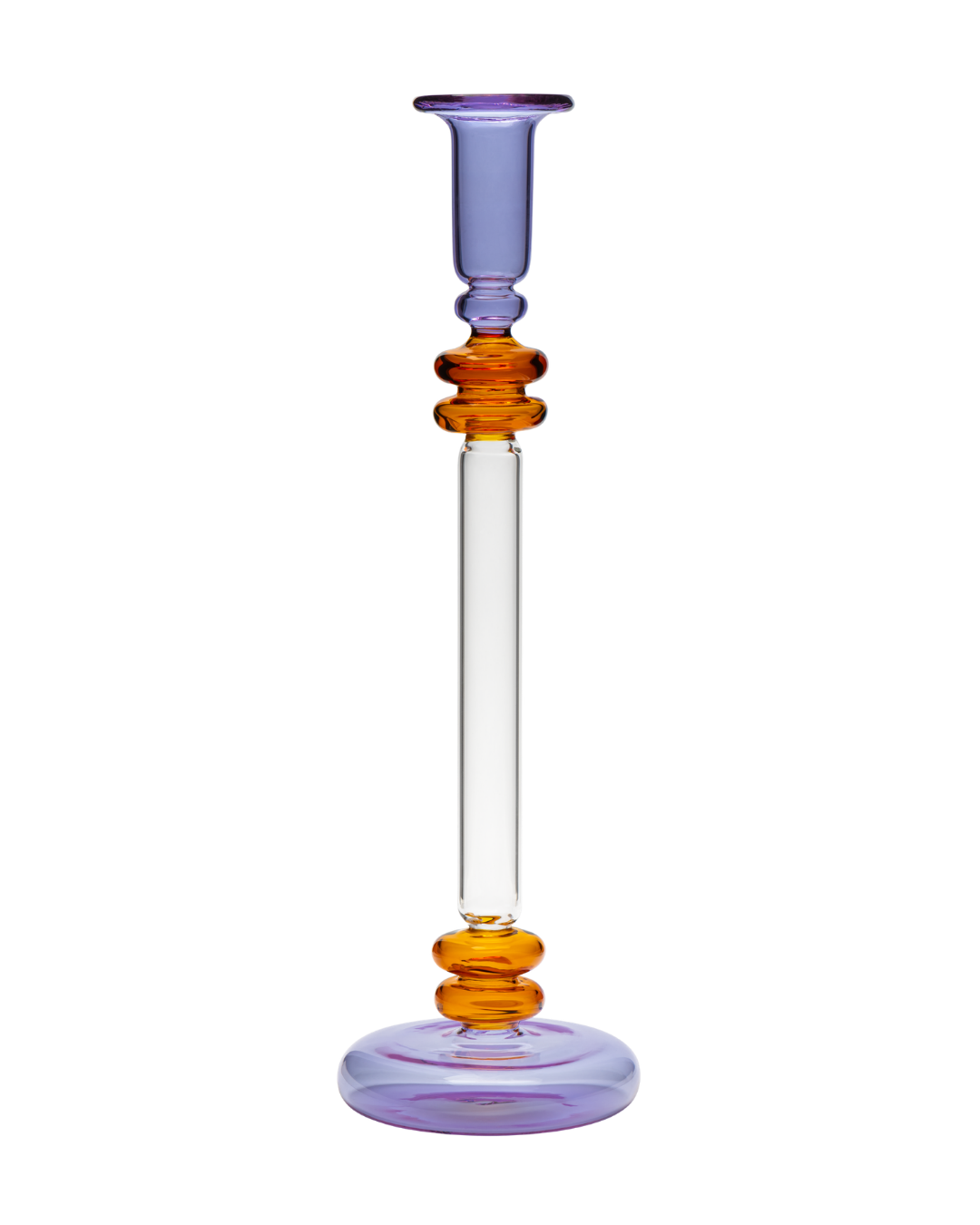 Bugle Glass Candle Holder - Purple & Amber