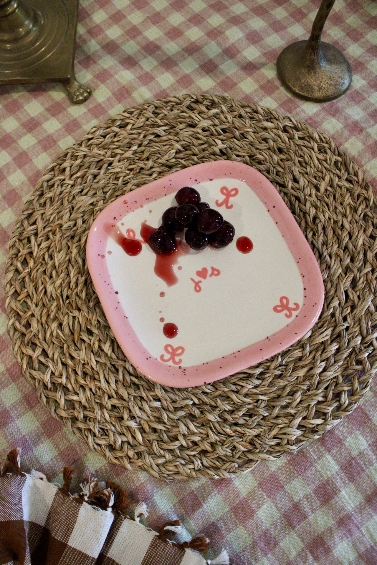 Hand-painted Custom Bow Initial Tiny Plates/Set of Four