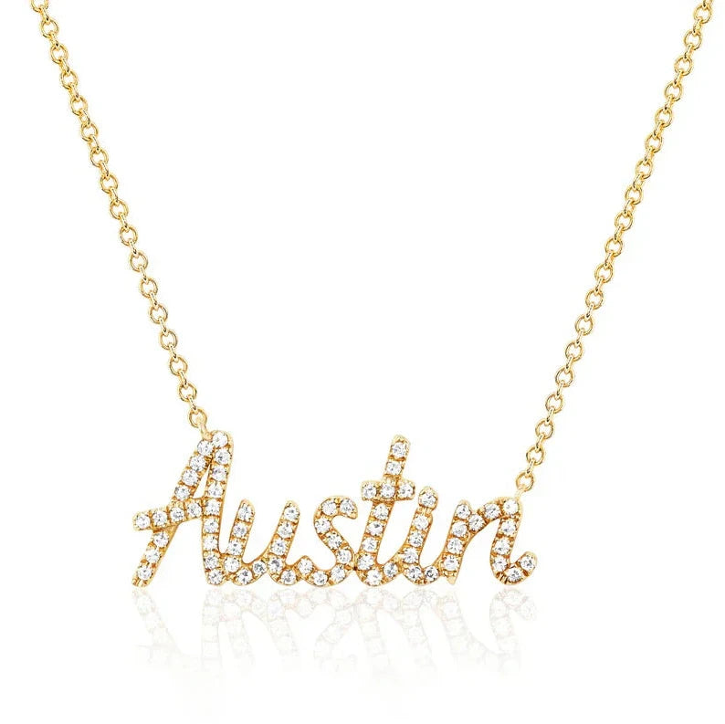 Diamond Script Name Necklace