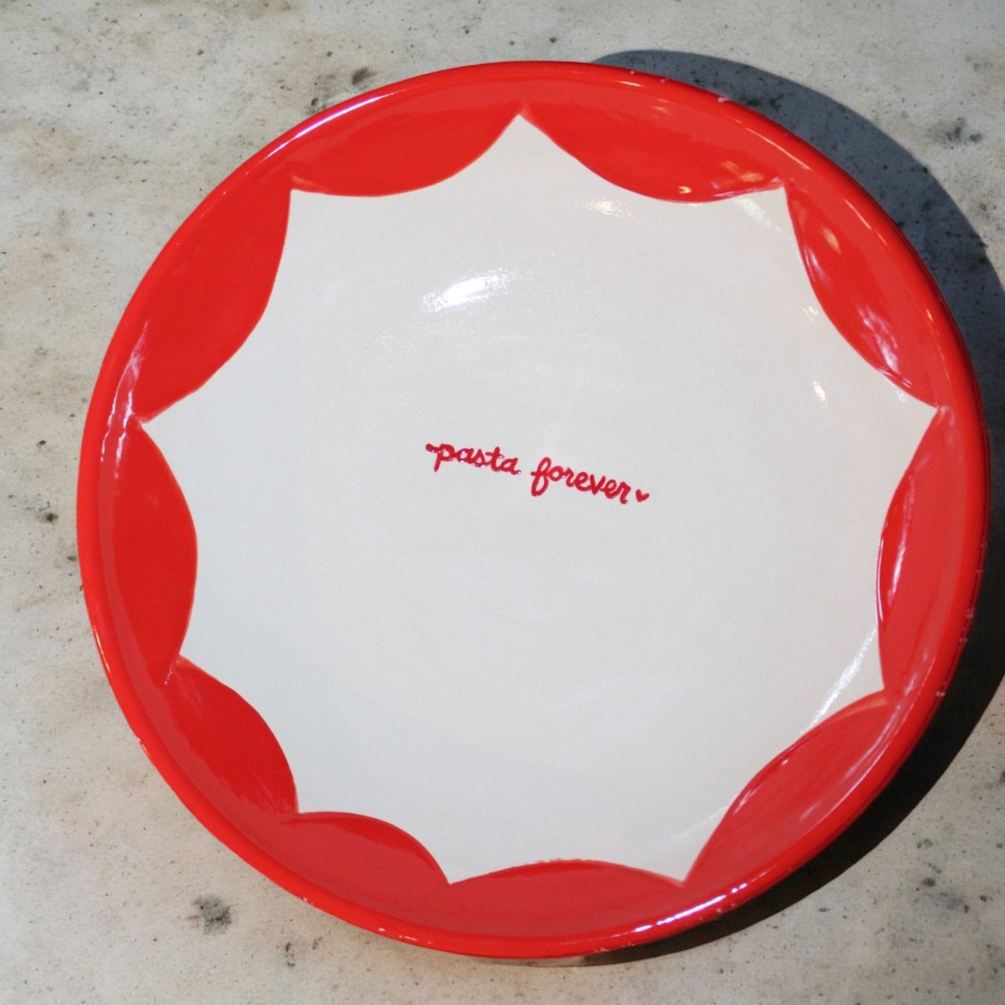"pasta forever" Hand-painted Hunter Green Pasta Bowl