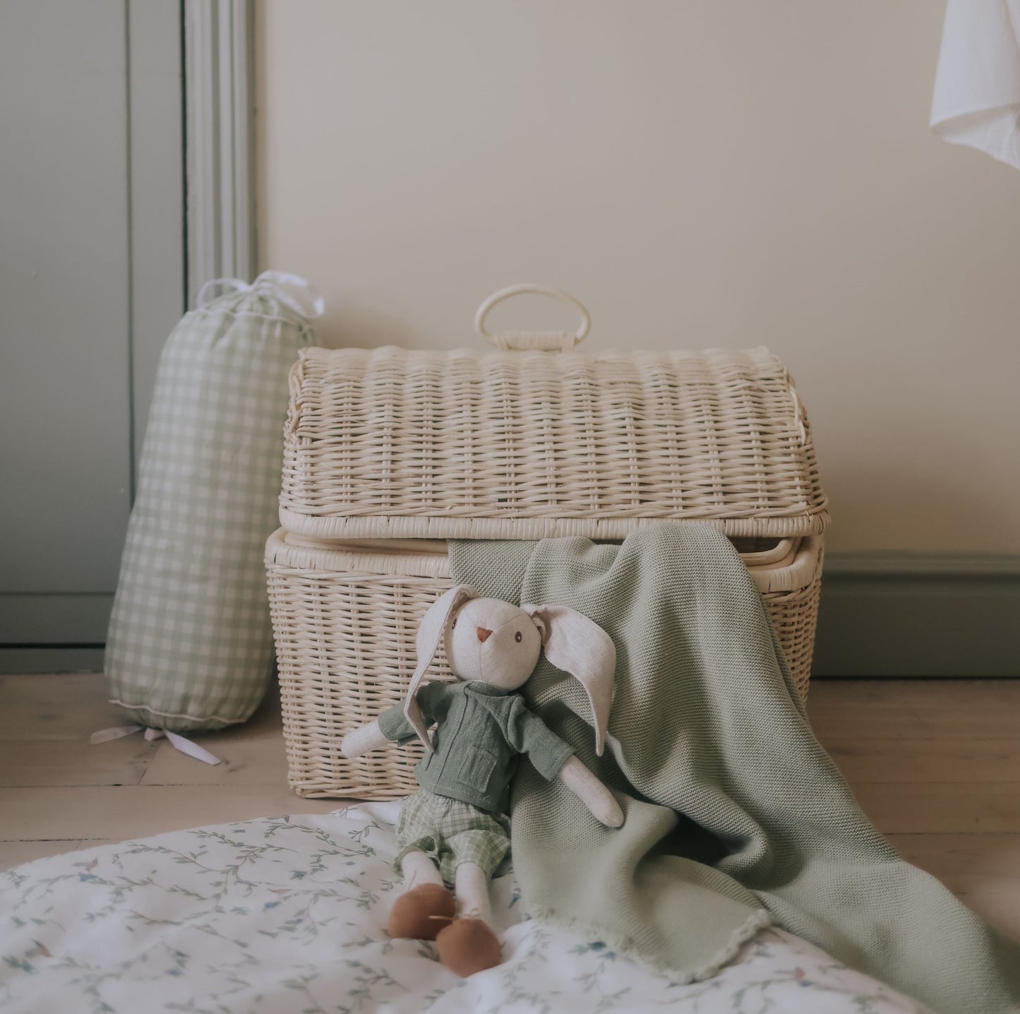 Cotton Knit Baby Blanket - Sage