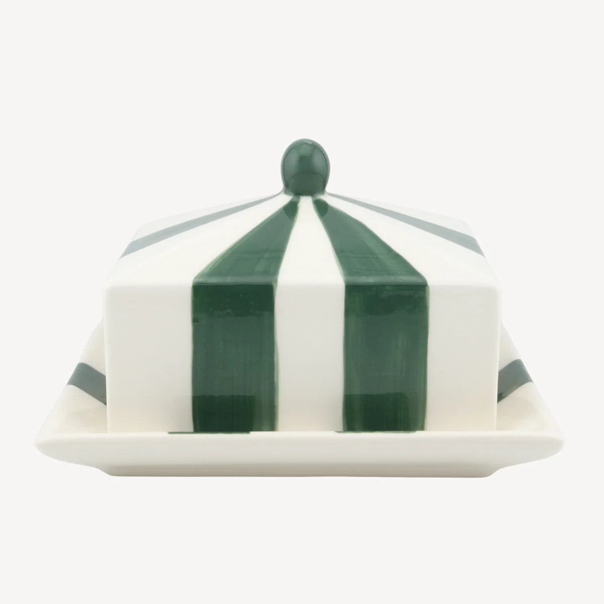 Circus Stripe Butter Dish - Green