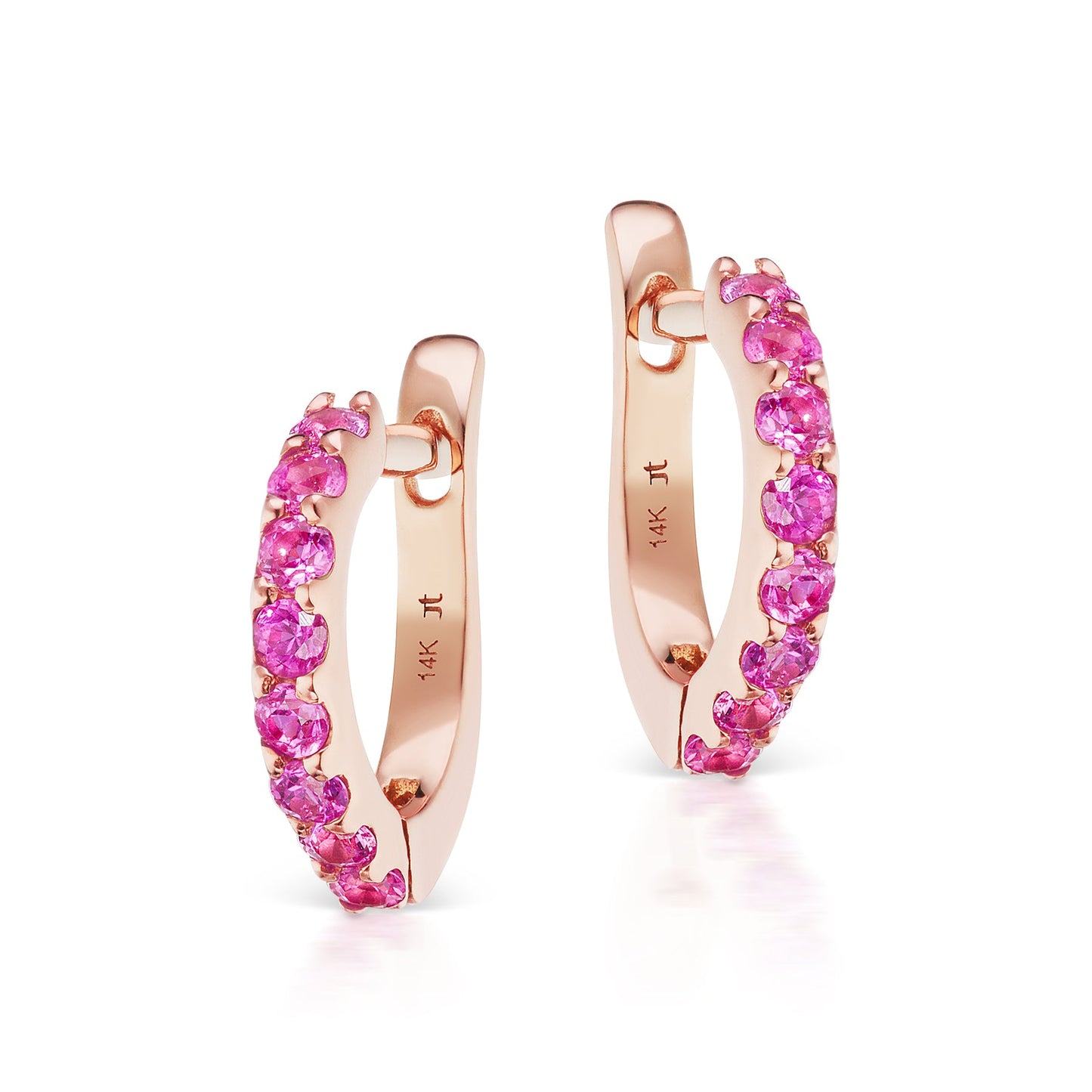 Slim Pavé Hot Pink Sapphire Huggies