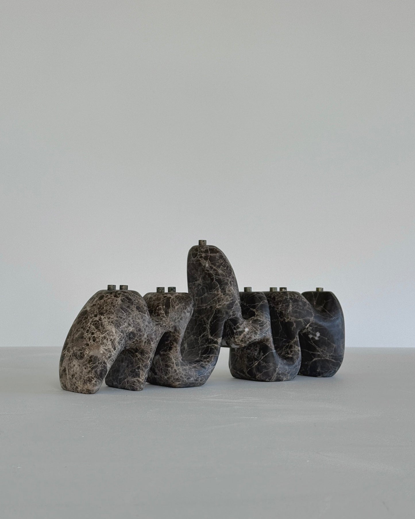 Dark Emperador Marble Menorah Sculpture
