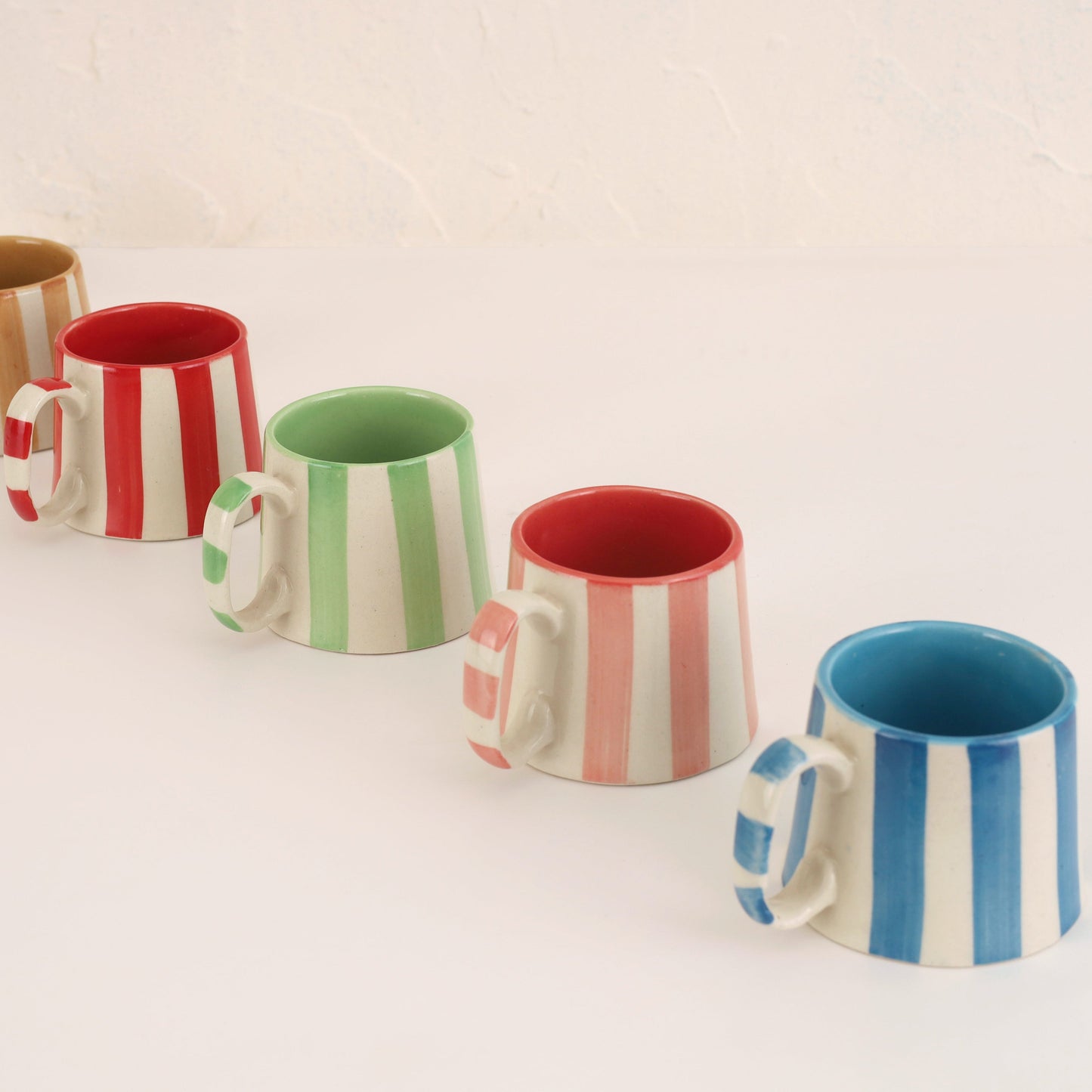 Ceramic Blue Stripe Coffee cup- 220ml (SET OF 4)