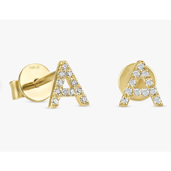 Pavé Diamond Initial Earring