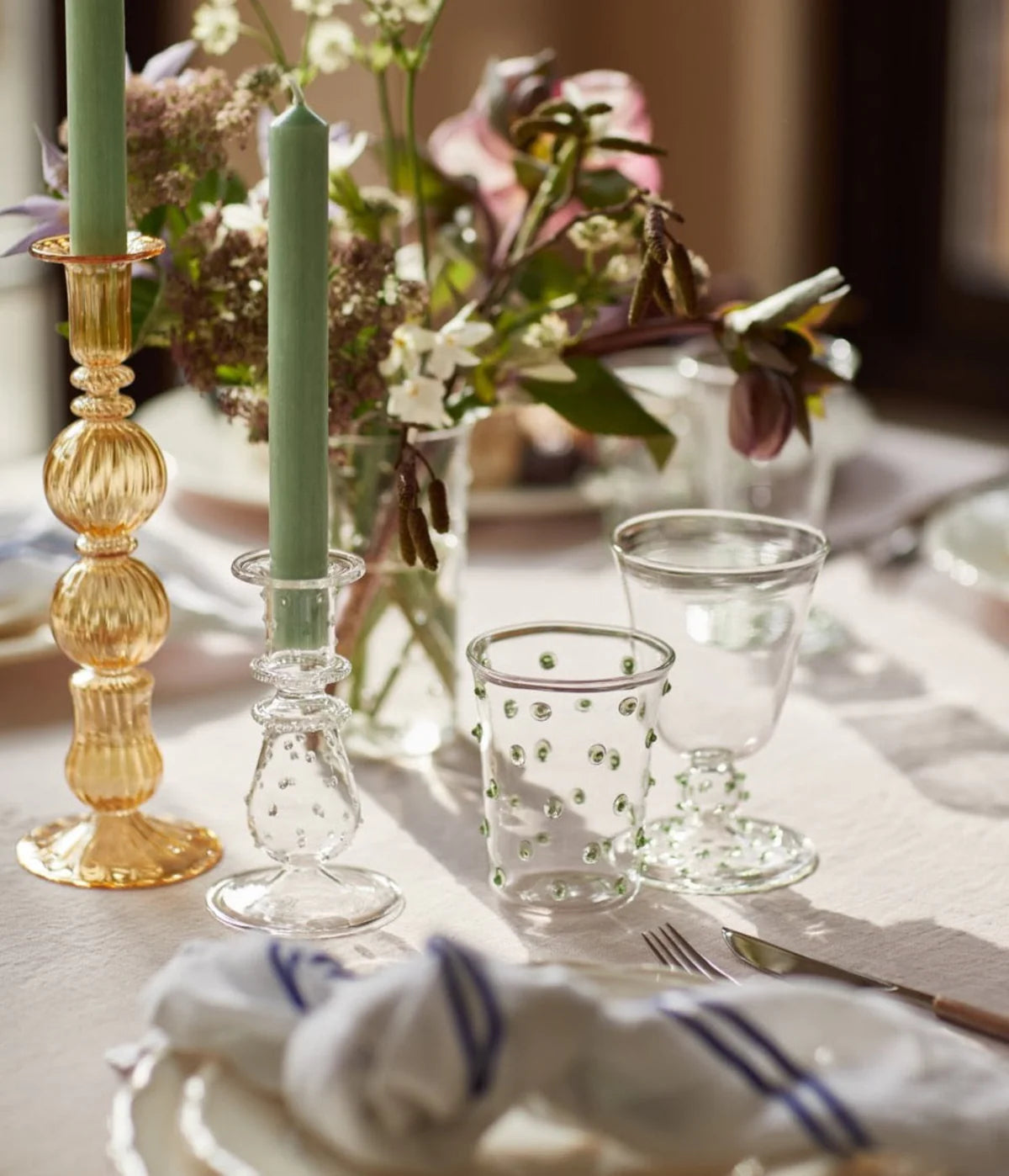Luxor Glass Candle Holder - Clear (Set of 2)