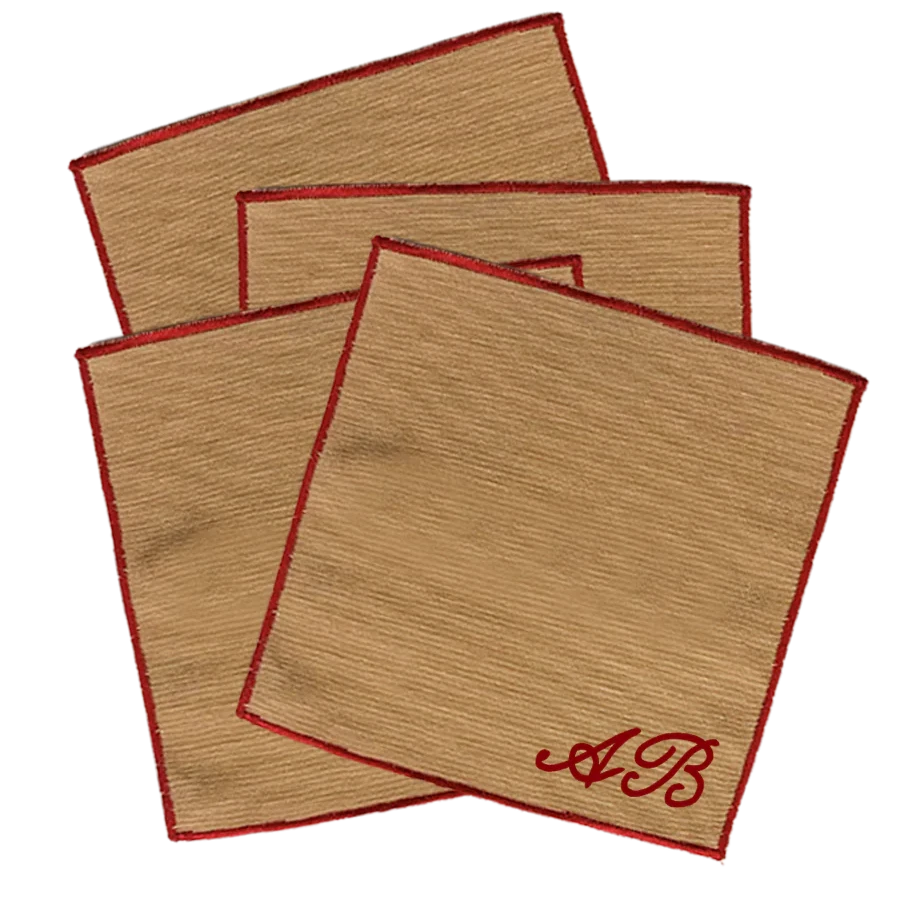 Custom Cocktail Napkins - Tobacco/Red