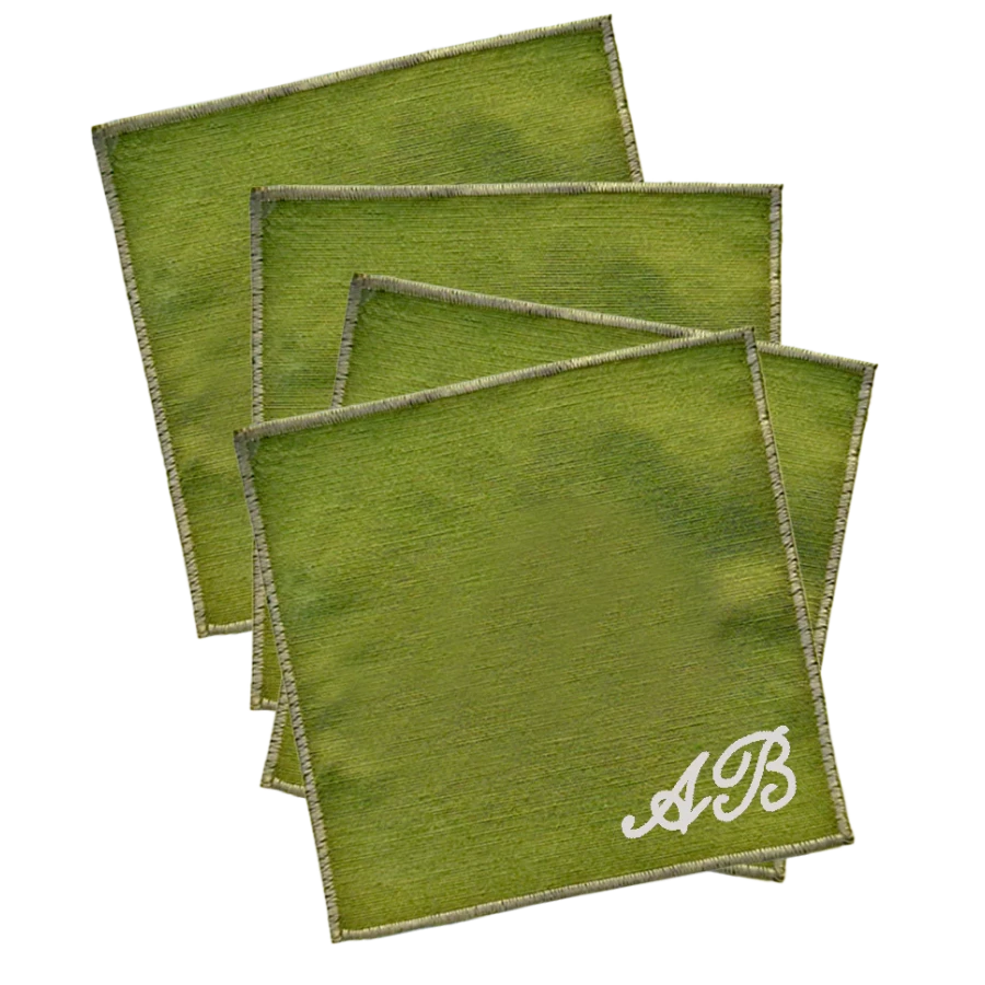Personalized Cocktail Napkins- Green & Sage (Set of 4)