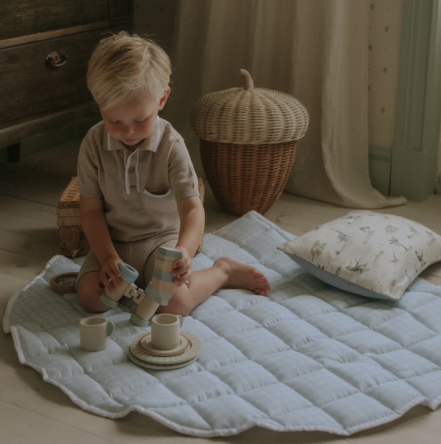 Picnic Gingham Play Mat - Blue