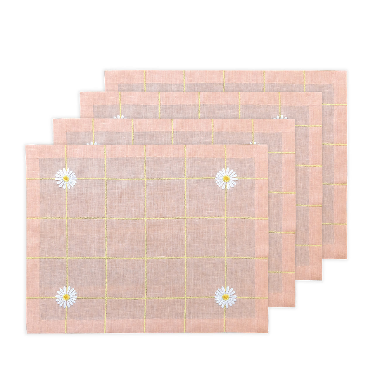 Hand Embroidered Trellis Placemats 14" × 18" (Set of 4)