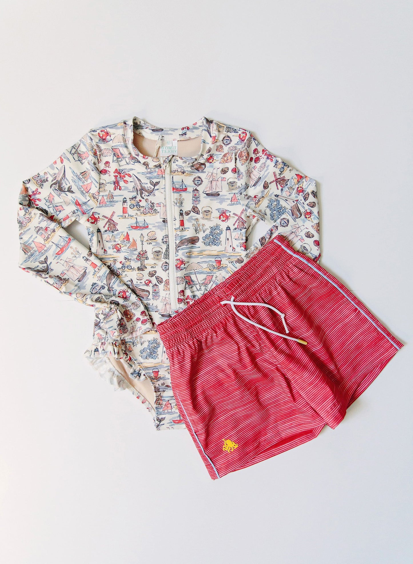 Duck Swim Short - Racing Red Stripe