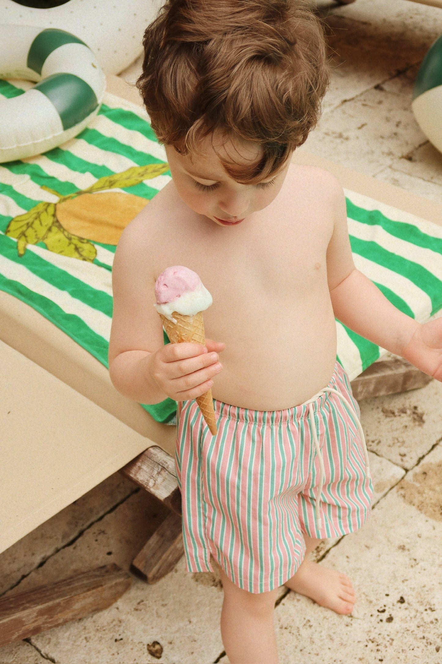 Asnou Swim Shorts in Blush Stripe