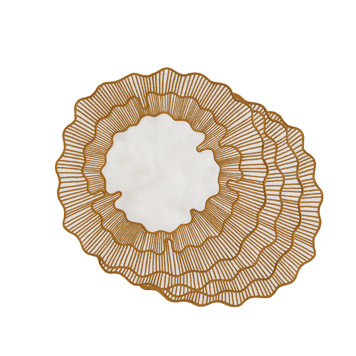 Hand Embroidered Circular Elegance Placemats 16.5" round (Set of 4)