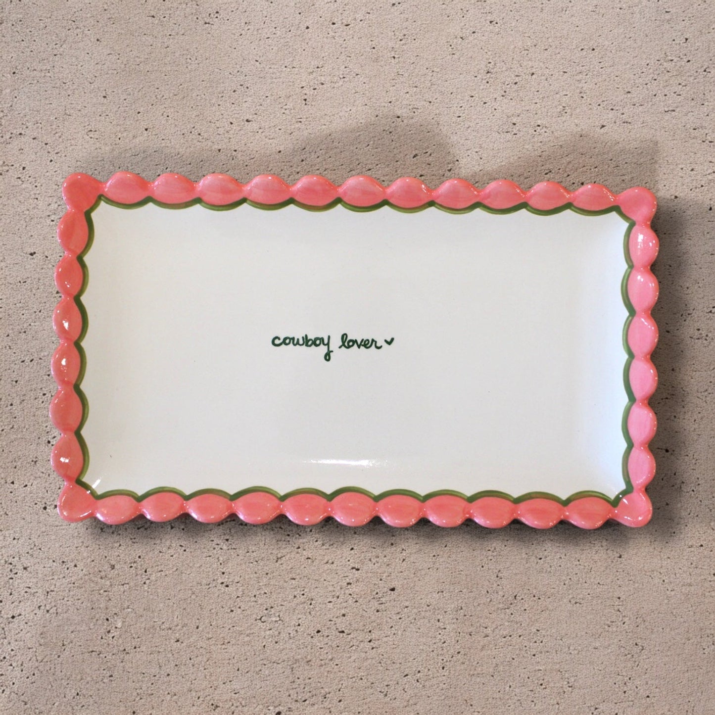 Hand-painted “cowboy lover” Scalloped Tray