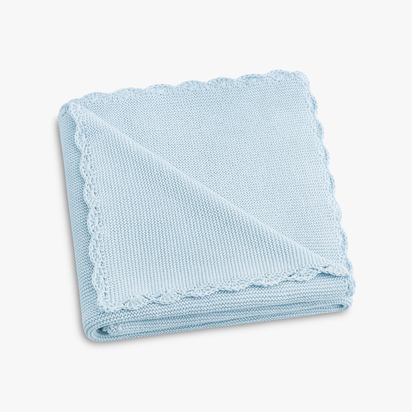 Cotton Knit Baby Blanket - Blue
