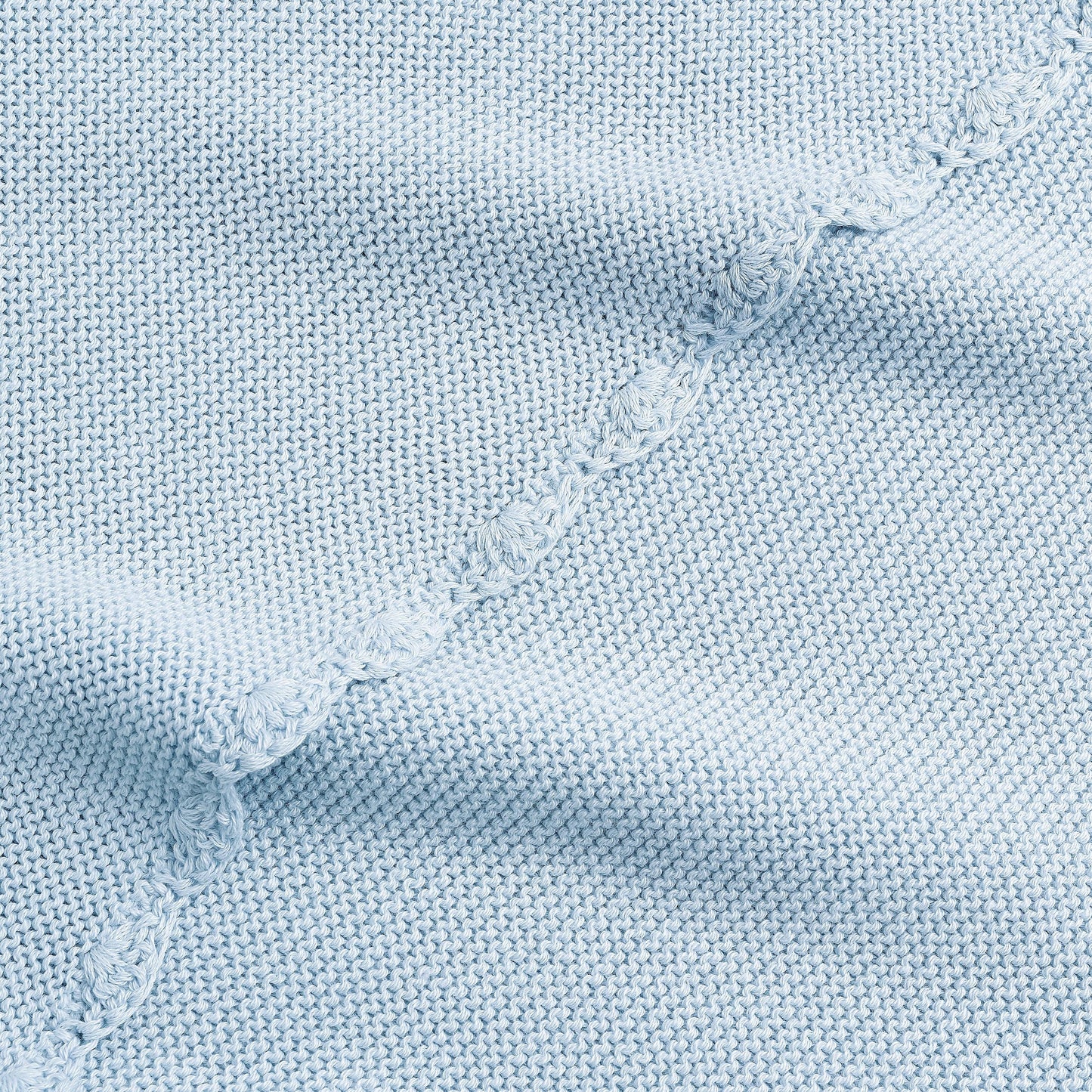 Cotton Knit Baby Blanket - Blue