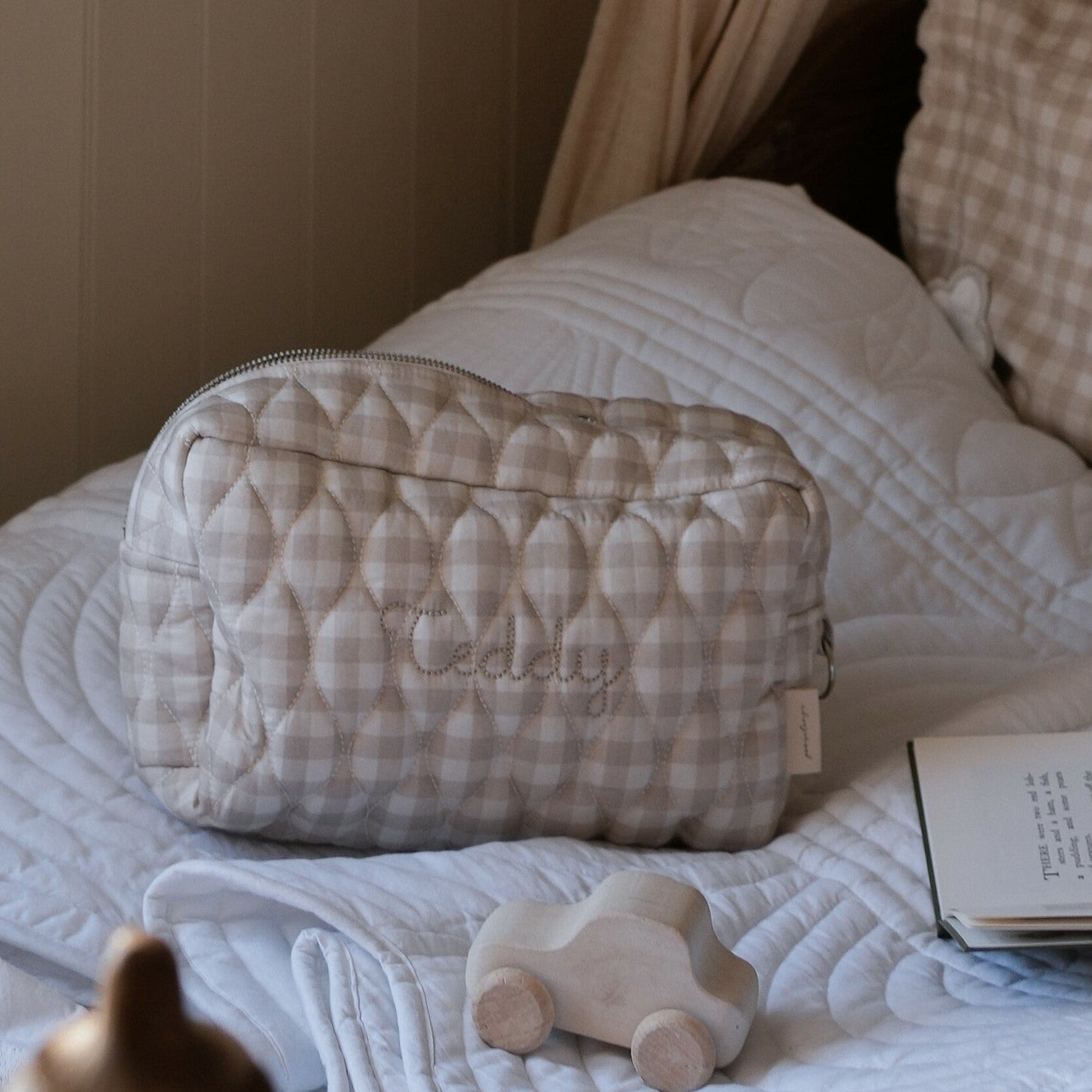 Toiletry Pouch - Beige Gingham
