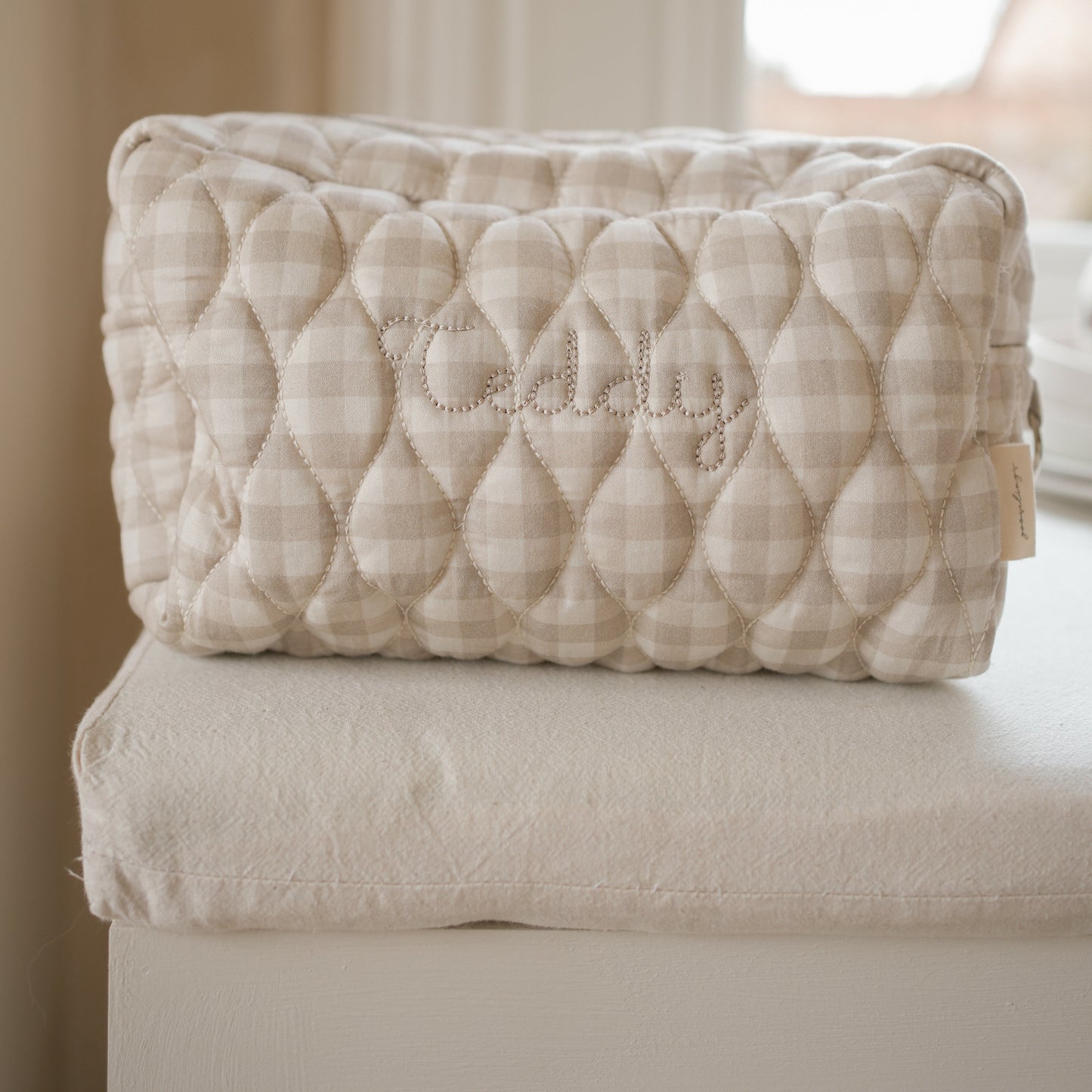 Toiletry Pouch - Beige Gingham