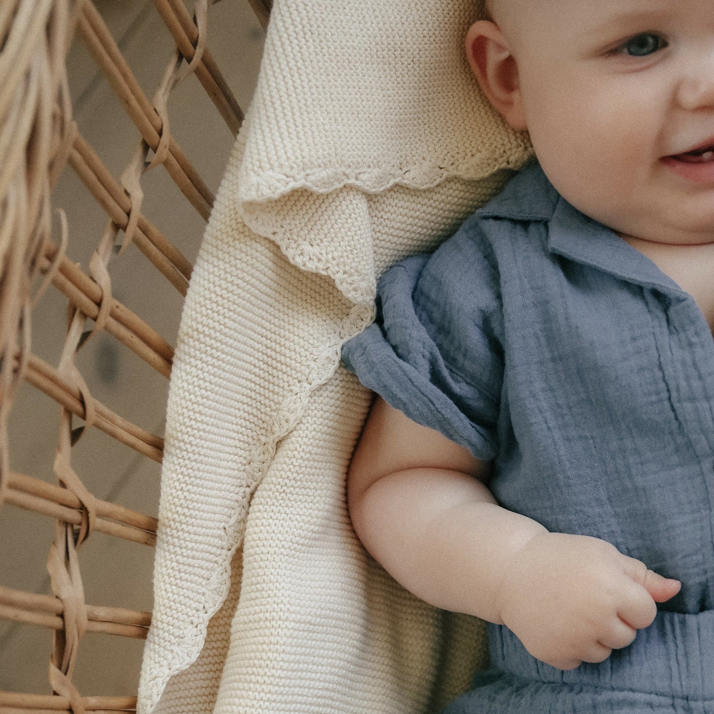 Cotton Knit Baby Blanket - Ivory