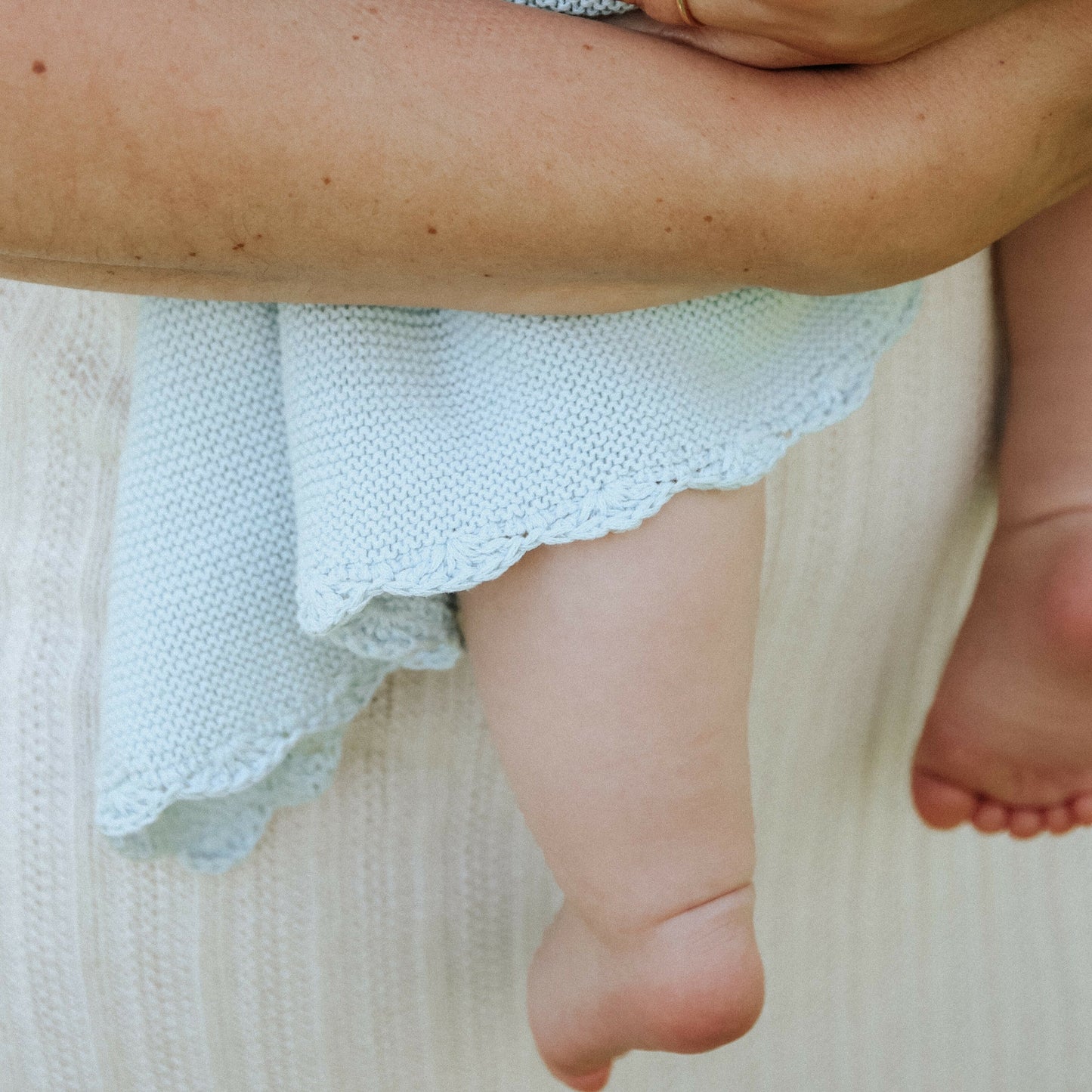 Cotton Knit Baby Blanket - Blue
