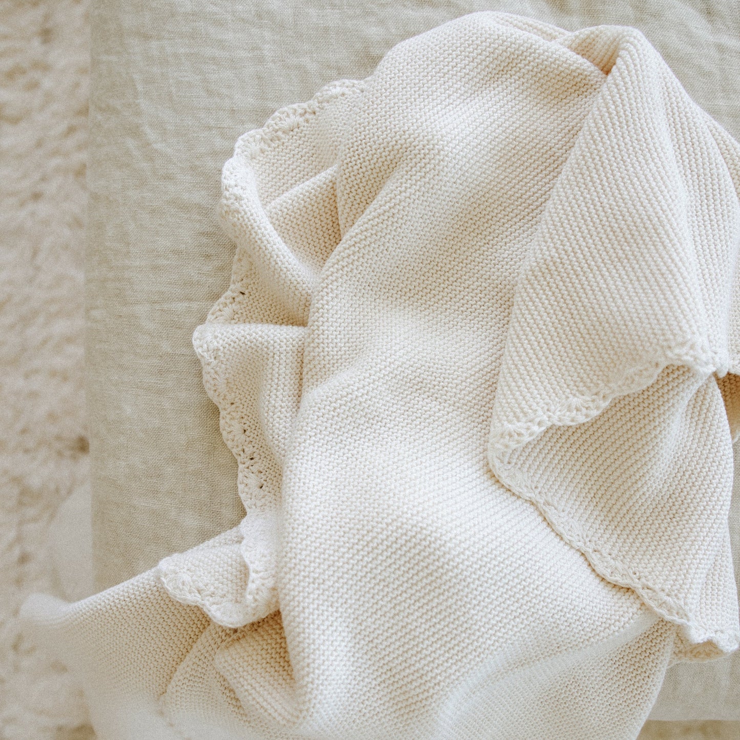 Cotton Knit Baby Blanket - Ivory