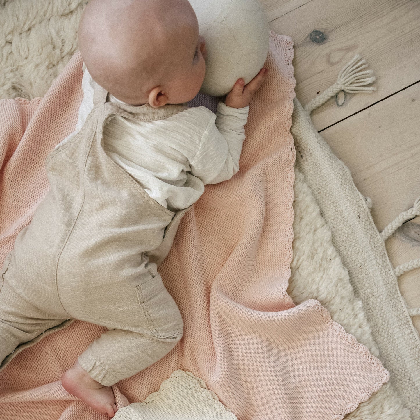 Cotton Knit Baby Blanket - Pink