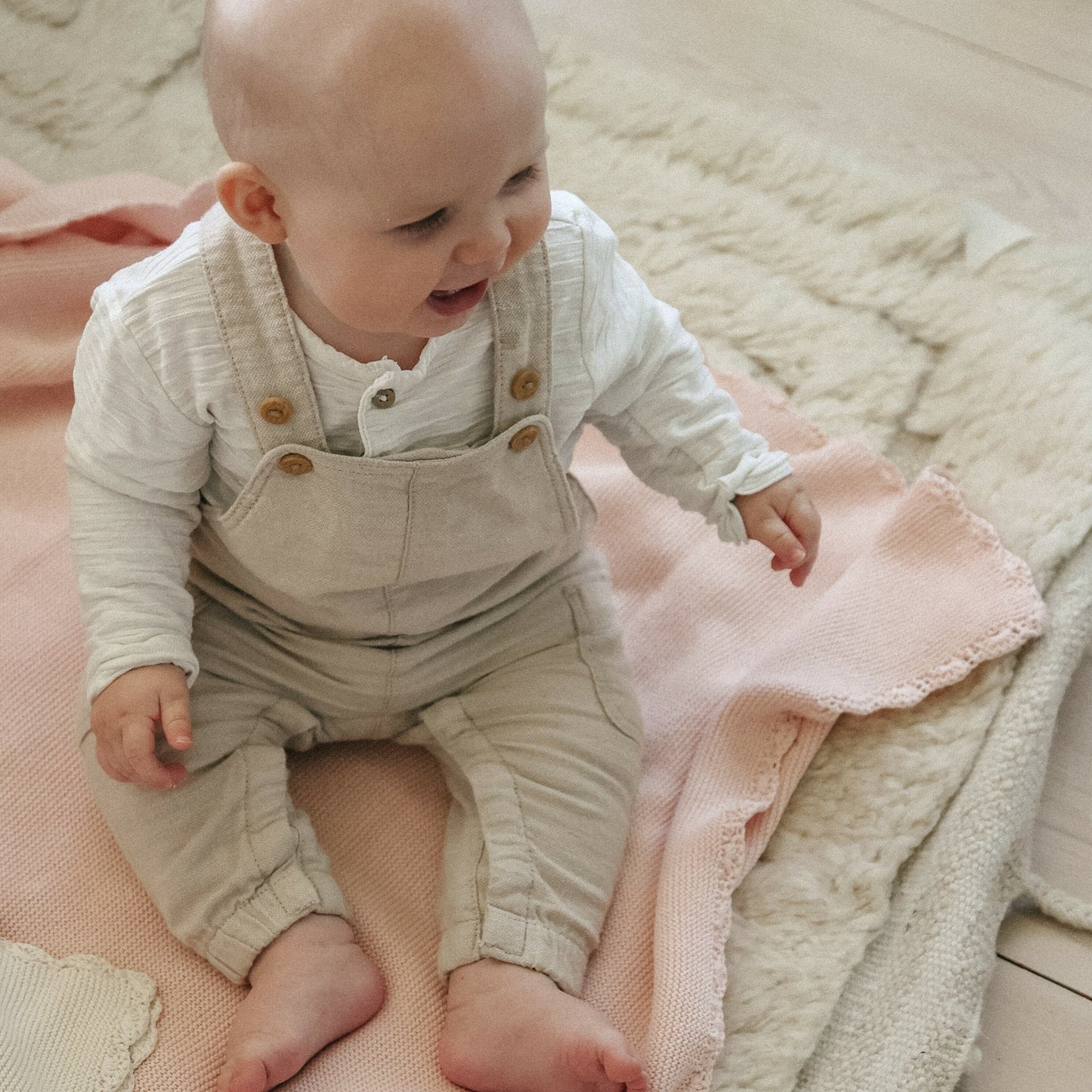Cotton Knit Baby Blanket - Pink