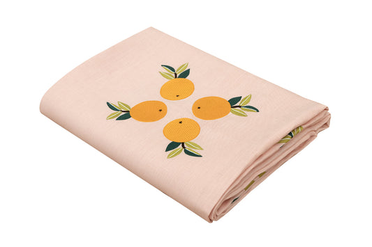 Hand Embroidered Farm to Table Tablecloth 120" x 80"