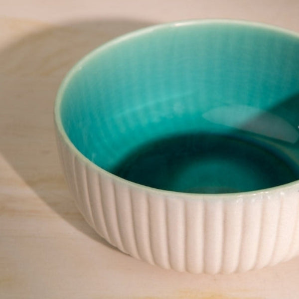Midori Ceramic Round Bowl - White , 7X7X3.25 Inches