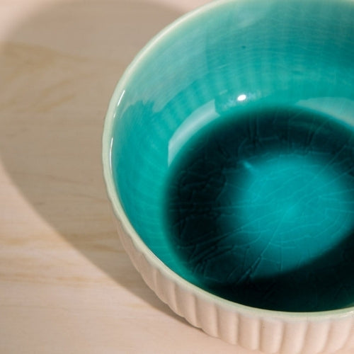 Midori Ceramic Round Bowl - White , 7X7X3.25 Inches