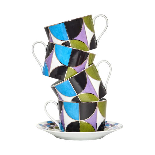 Tea Cup and Saucer Bossa Bleu (set of 4)