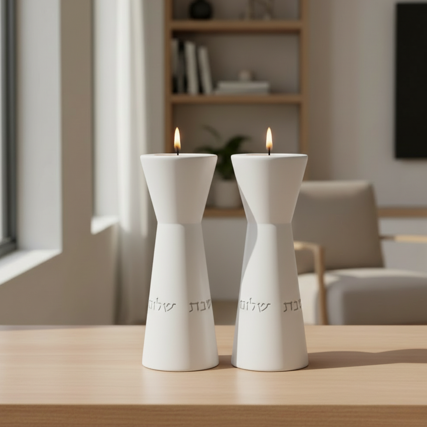 Modern Concrete Sabbath Candle Holders – Aura Series