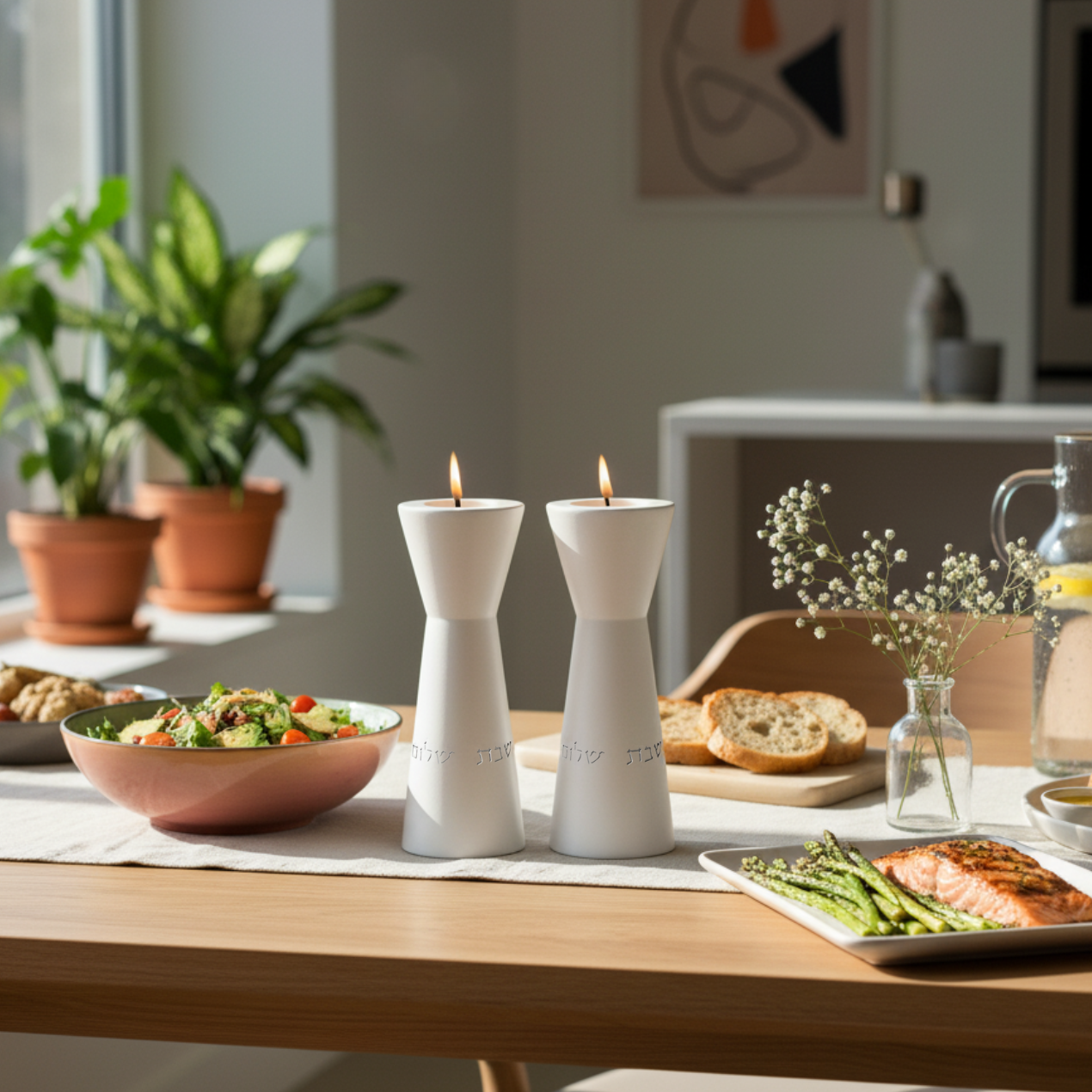 Elegant Concrete Sabbath Candle Holders – Aura Series