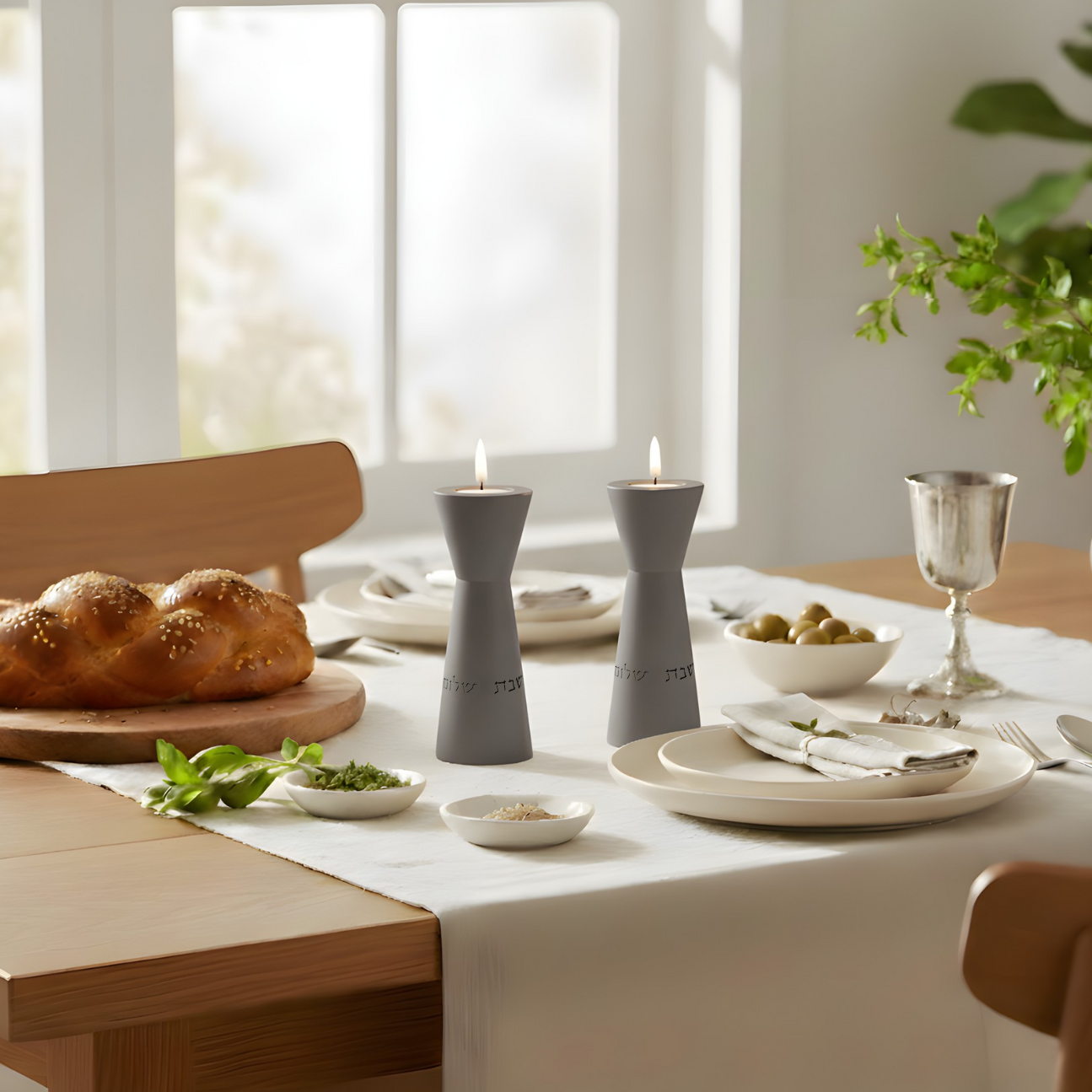 Elegant Concrete Sabbath Candle Holders – Aura Series