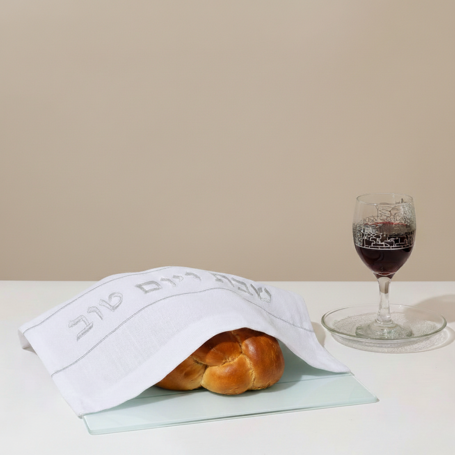 Elegant Glass Kiddush Cup for Shabbat – Jerusalem Glass Series