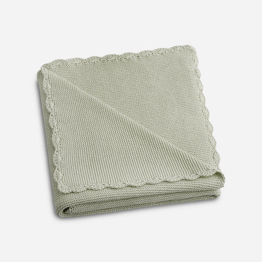 Cotton Knit Baby Blanket - Sage