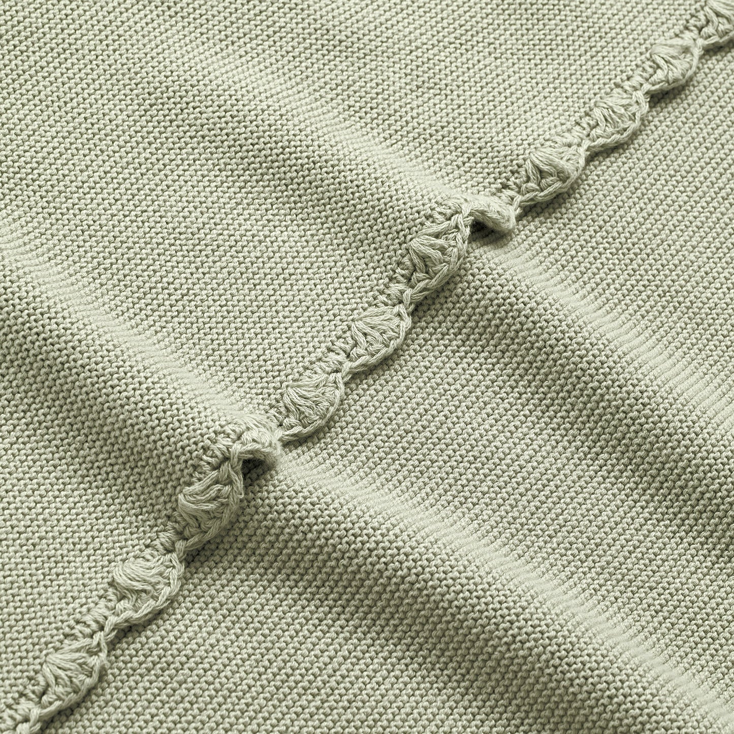 Cotton Knit Baby Blanket - Sage