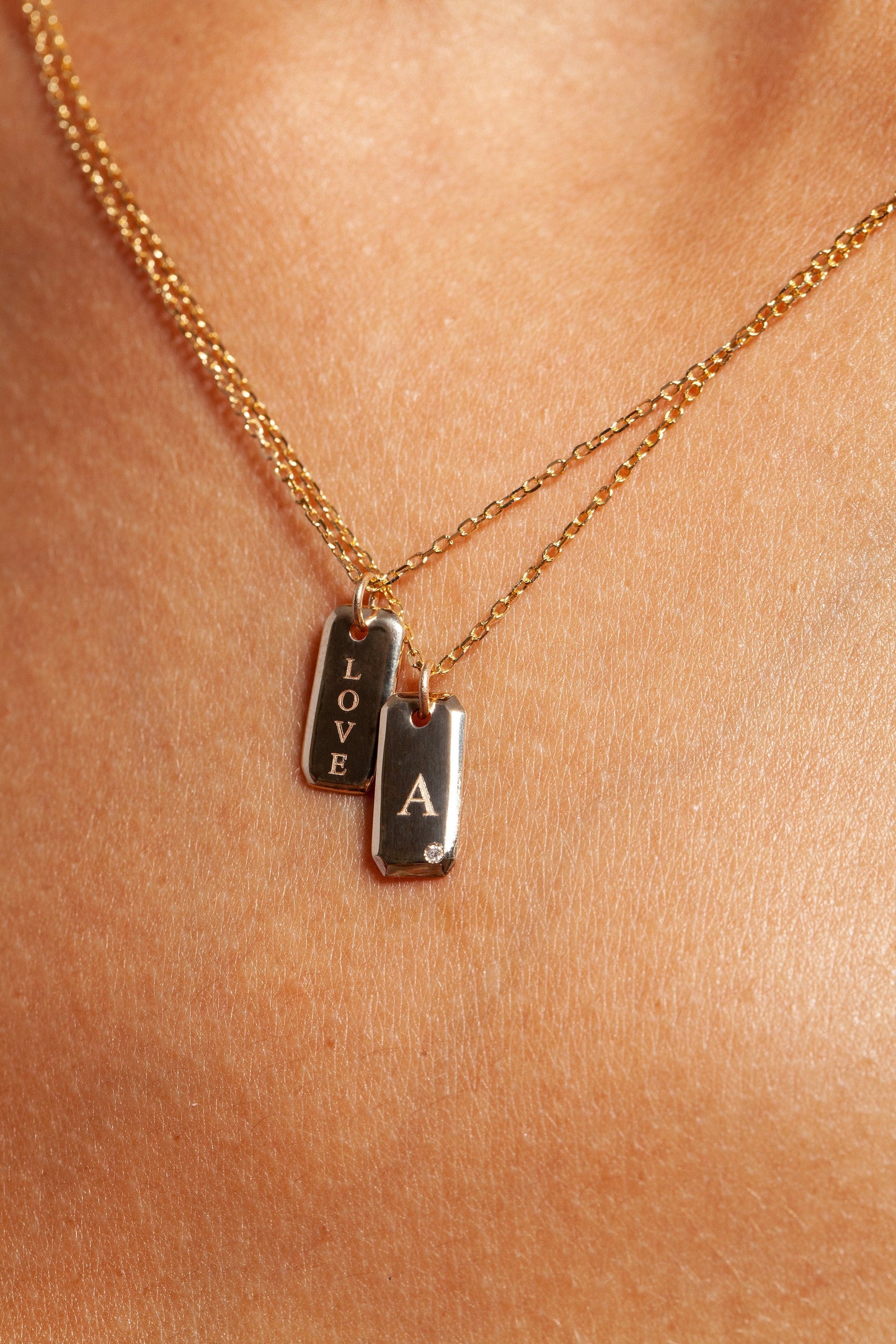 Engraved Initial Tag Necklace