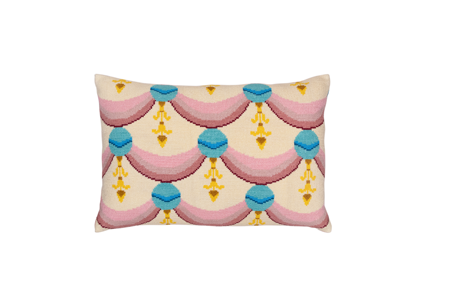 Hand Embroidered Cross-Stitch Pillow Cover 14" x 20"
