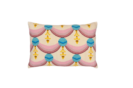 Hand Embroidered Cross-Stitch Pillow Cover 14" x 20"