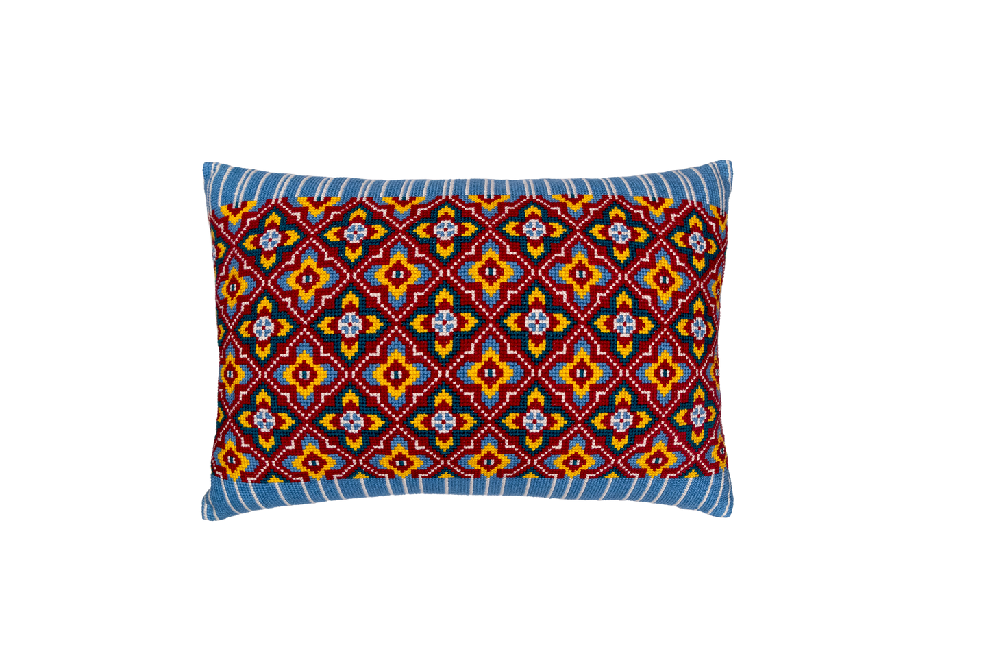 Hand Embroidered Cross-Stitch Pillow Cover 14" x 20"