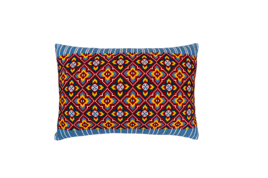 Hand Embroidered Cross-Stitch Pillow Cover 14" x 20"